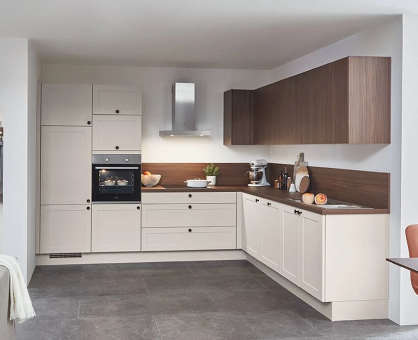 KUBE Nordic modern country l-shape kitchen in Sand