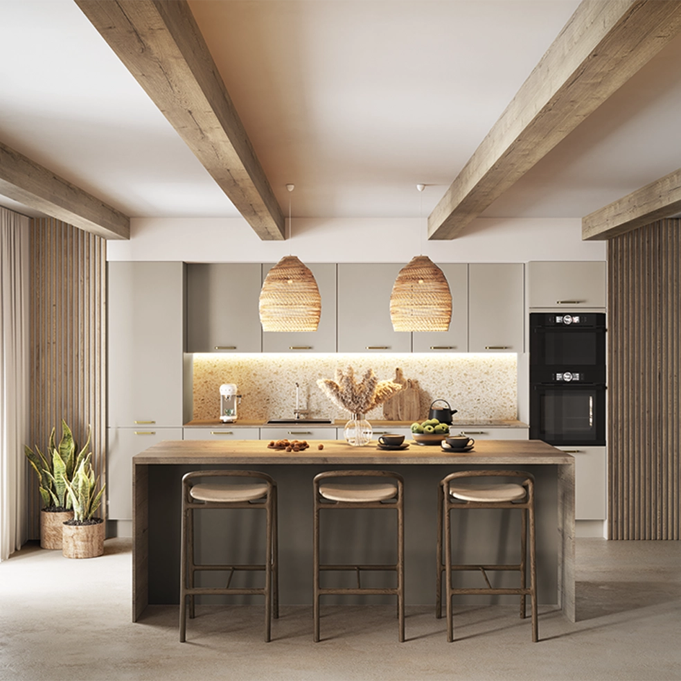 KUBE Chester Laser Kitchen Display in Sand